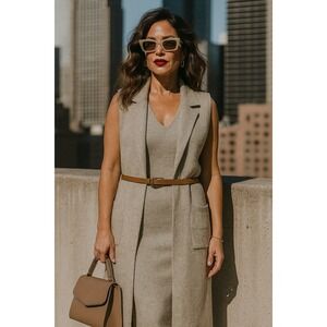 Monteau LA‎ Womens Long Sweater Vest Large Knit Sleeveless Cardigan Lagenlook